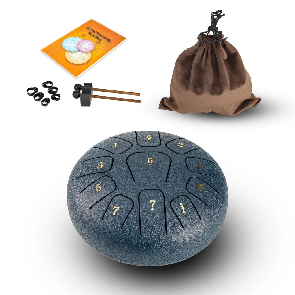 Miwayer 6" Rain Drum Pro Kit | 11-Note Steel Tongue Drum Sound Healing Instrument | Yoga/Medical/Outdoor/Anxiety Relief Tool