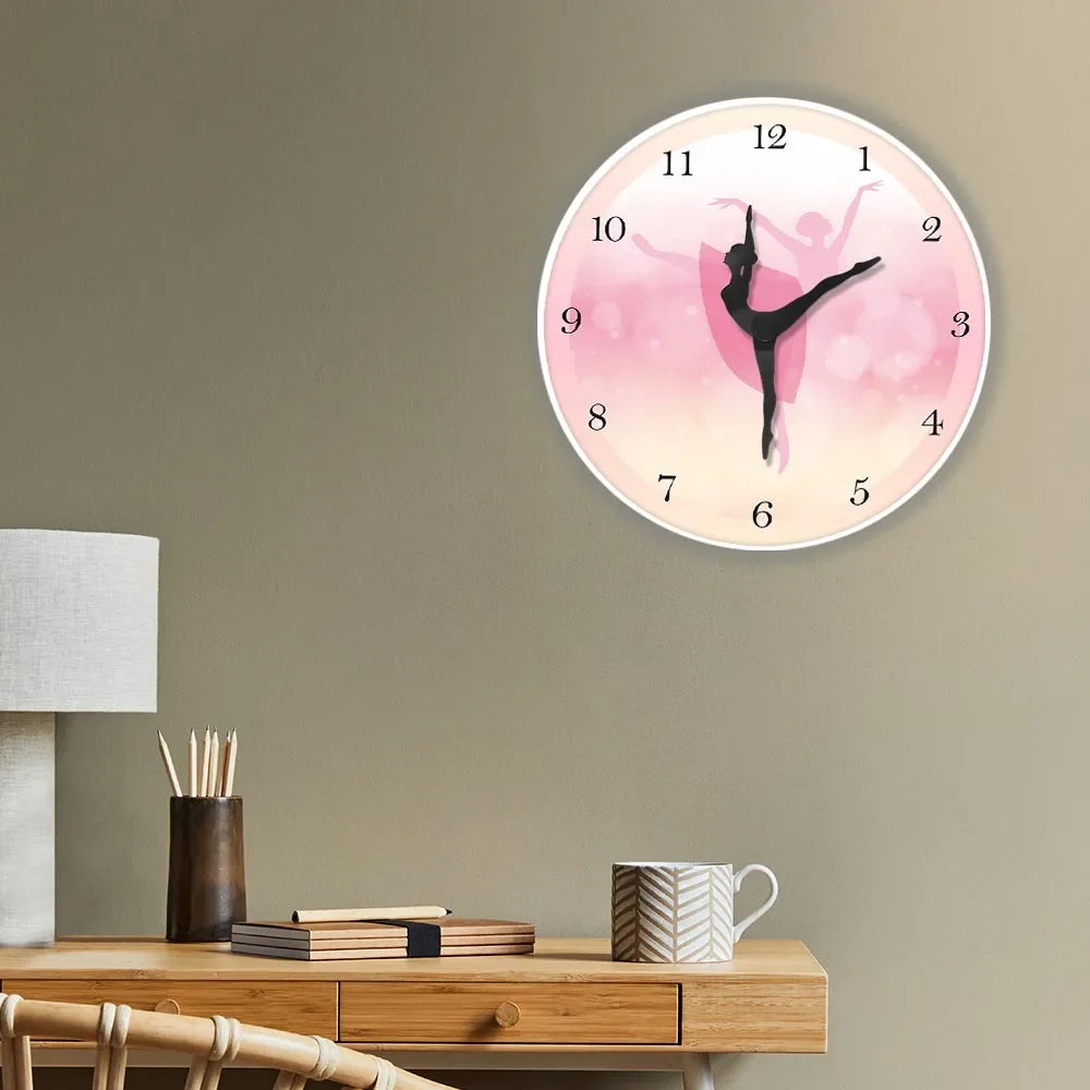 Girl Bedroom Decor Ballet Girl Princess Pink Wall Clock Baby Girl Dancing Wall Clock Ballerina Moving Leg Dancing Clock Watch