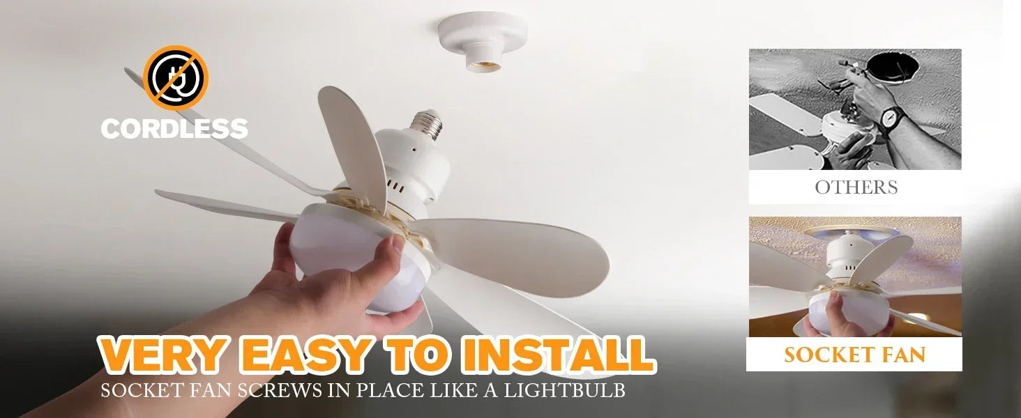 Ceiling Fan Light E27 with Remote LED Dimming Function  Suitable for Living Room Study and Home use  85-265V