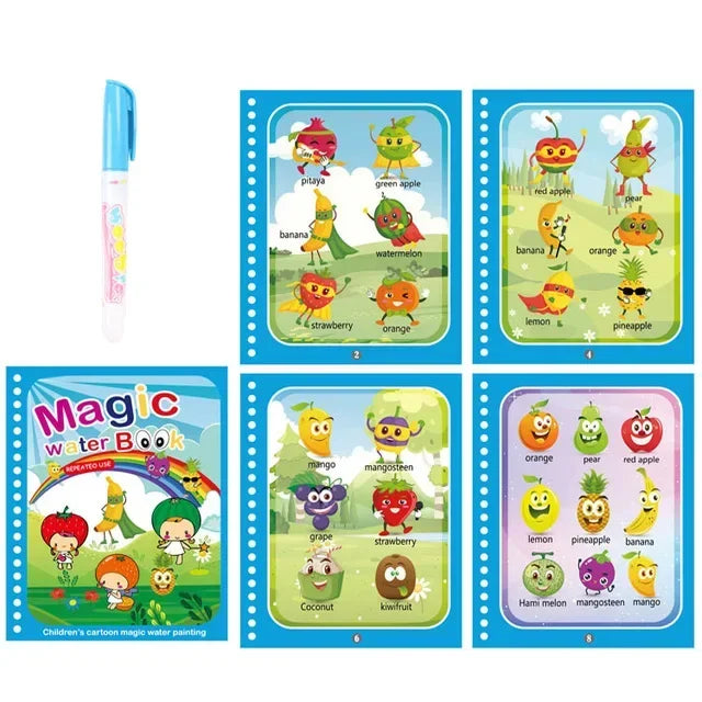 Magic Water Book with Pen Children Learning  Education Toy Baby Montessori Toys Drawing Coloring Books for Kids 2 To 4 Years Old