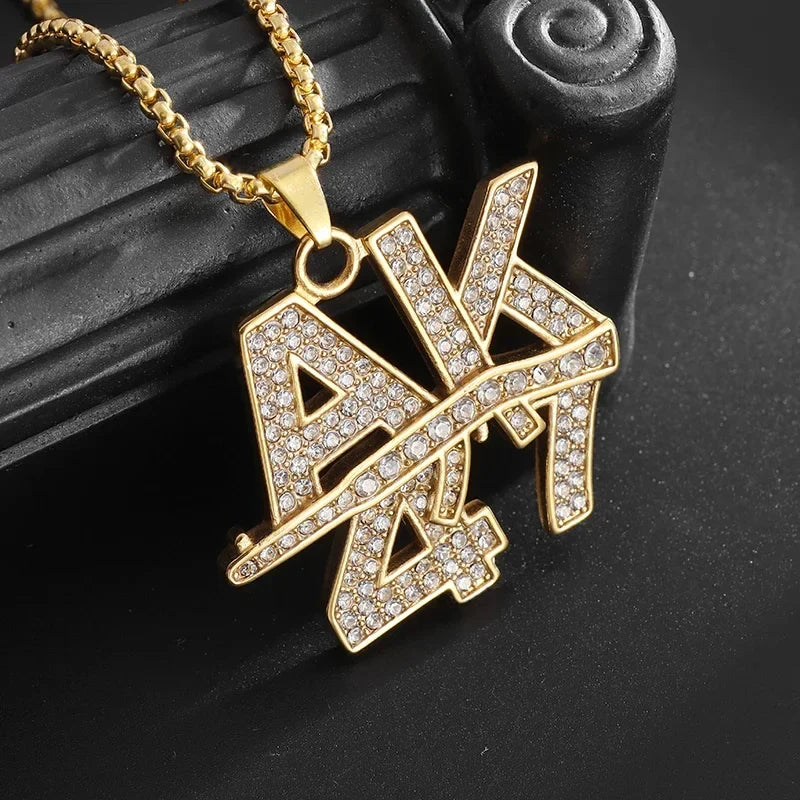 Exquisite Creative Bubble Letter Xo Inlaid White Zircon Pendant Necklace Men\\'s Fashion Casual Party Jewelry Holiday Gifts
