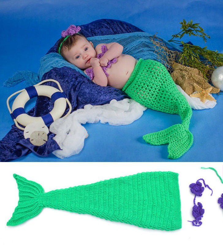 AquaBelle™ Baby Girl Mermaid Photo Prop Set