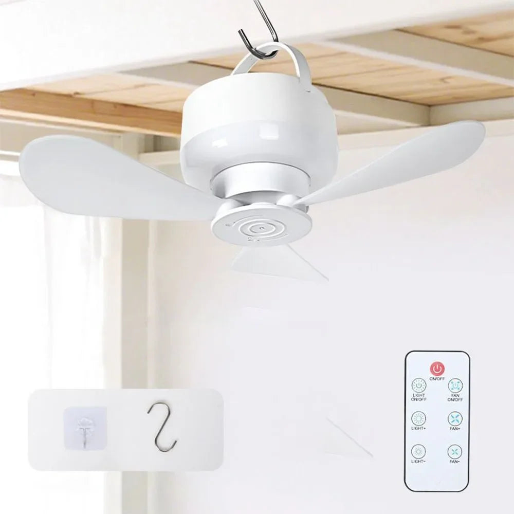 Silent Operation Ceiling Fan Light USB Rechargeable Energy Saving Hanging Fan Light with Remote Control Intelligent Ceiling Lamp