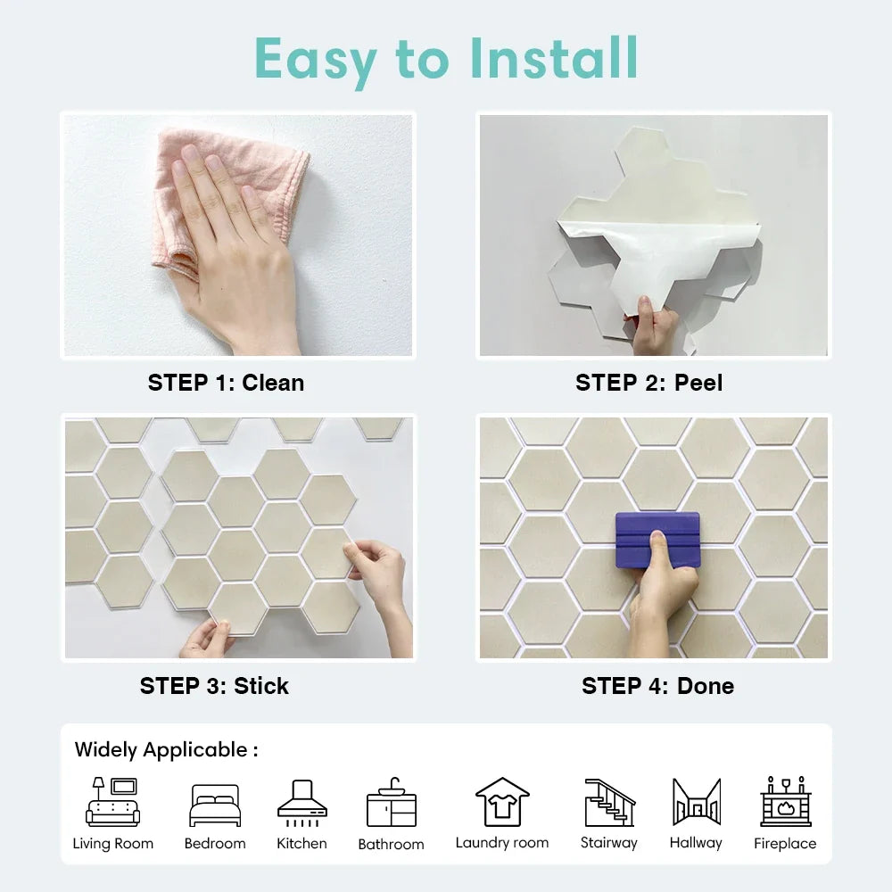 5/10 PCS PVC Peel and Stick 3D Wall Sticker, 11.8" x 11.8", Waterproof, Interior Decoration, Living Room Wall Decoration