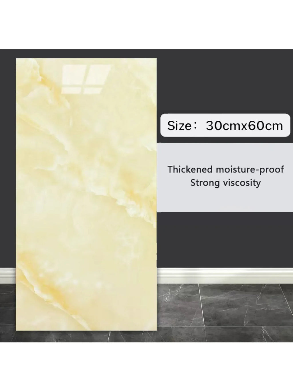 10-Pack Self-Adhesive Marble Tile Stickers – Waterproof 30x60cm PVC Peel-and-Stick Tiles for Kitchen & Bathroom Walls/Floors