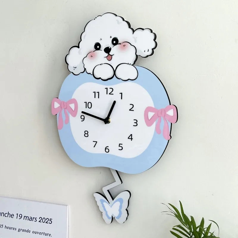 Cute Swing Clock, Silent Decoration, Creative Clock, Pet Living Room, Cartoon Dog Wall Clock