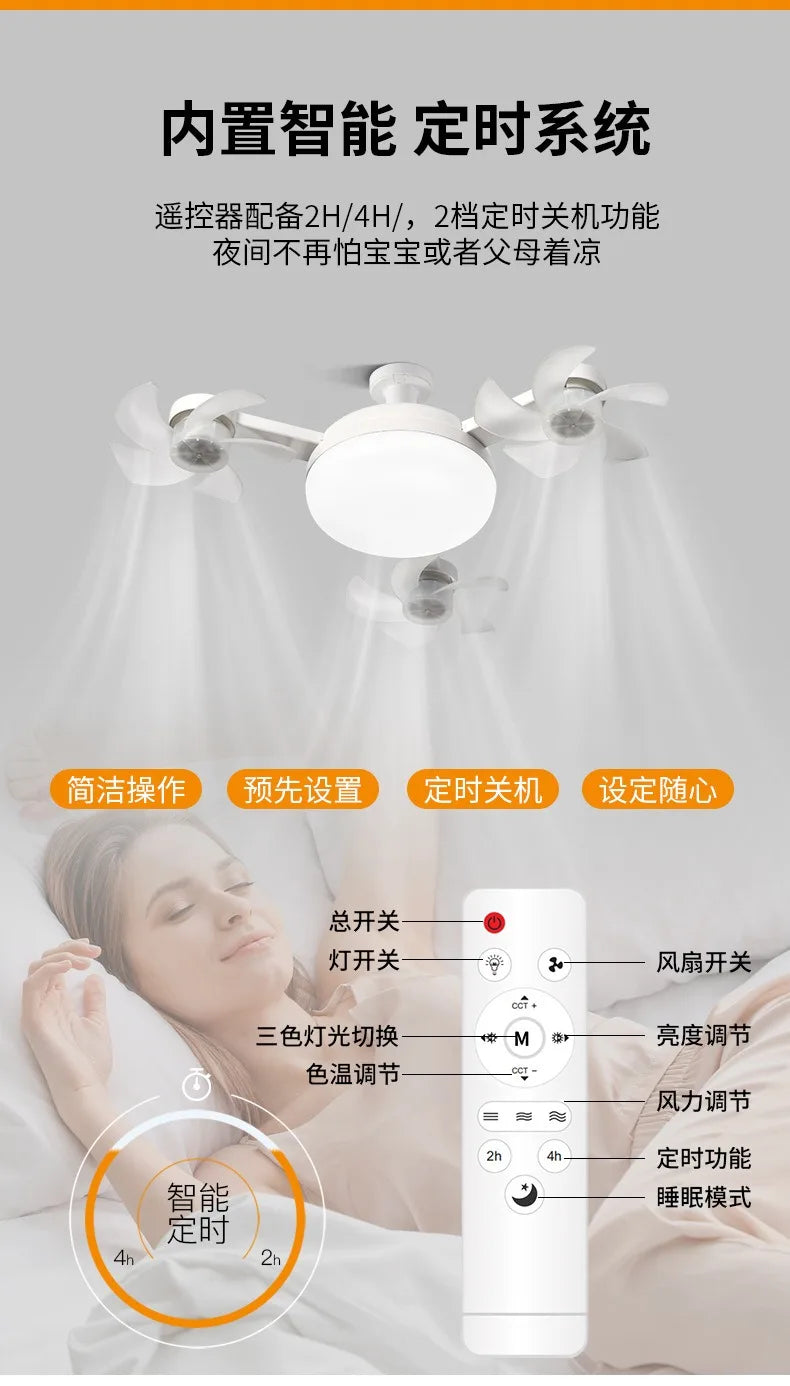 Intelligent ceiling light electric fan light Kitchen high wind power Silent Easy to clean e27 Screw Fan Light Restaurant Fan Eye
