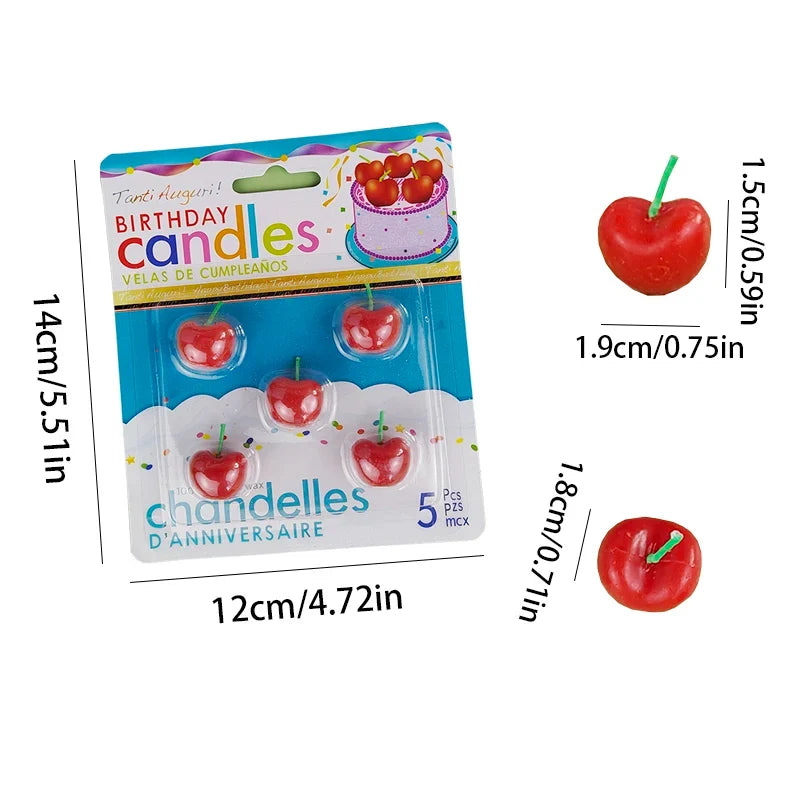 Cherry Birthday Cake Candle Cherry Fruit Candle Pink Girl Cute Candle Creative Children's Cartoon Candle