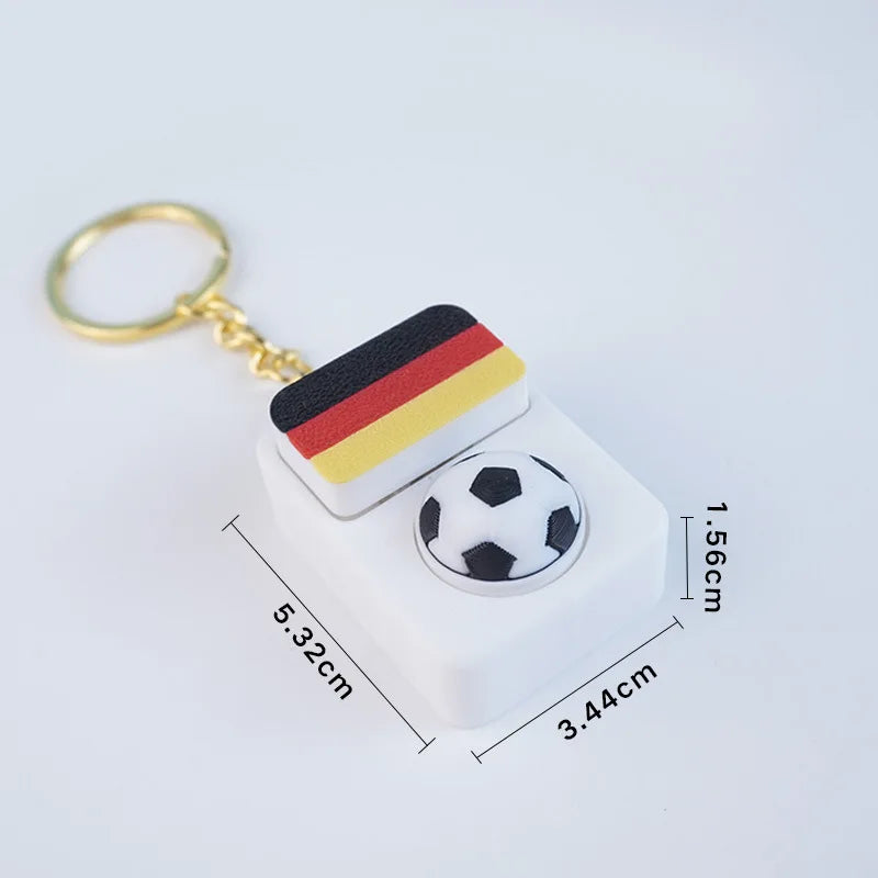 Spinning Soccer Clicker Keychain with Flag Pendant Stress Relief Fidget Toy for Fans Collectible Memorial Gift Boys Girls