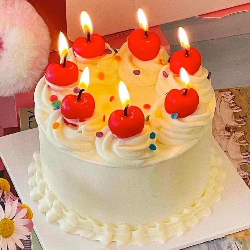 Cherry Birthday Cake Candle Cherry Fruit Candle Pink Girl Cute Candle Creative Children's Cartoon Candle