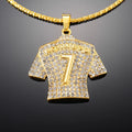 cr7 necklace Stainless Steel Titanium gold plated Crystals football Cristiano Ronaldo 7 jersey pendant necklace