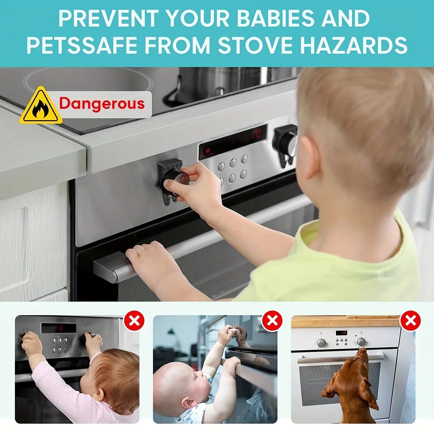 Child Safety Stove & Oven Knob Locks (4 Pack and 8 Pack)