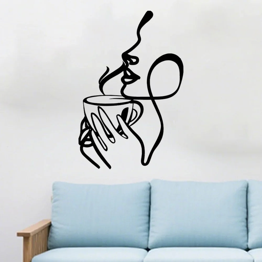 Elegant Woman Line Art Metal Wall Decor Black Iron Sculpture 15.75x10.59 Inch Modern Home Balcony Housewarming Artwork