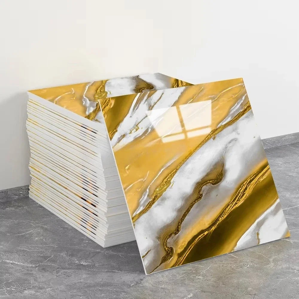 Waterproof Peel and Stick Marble Wall Tiles11.8x11.8 in Self Adhesive PVC Panels for Bathroom Kitchen and Living Room