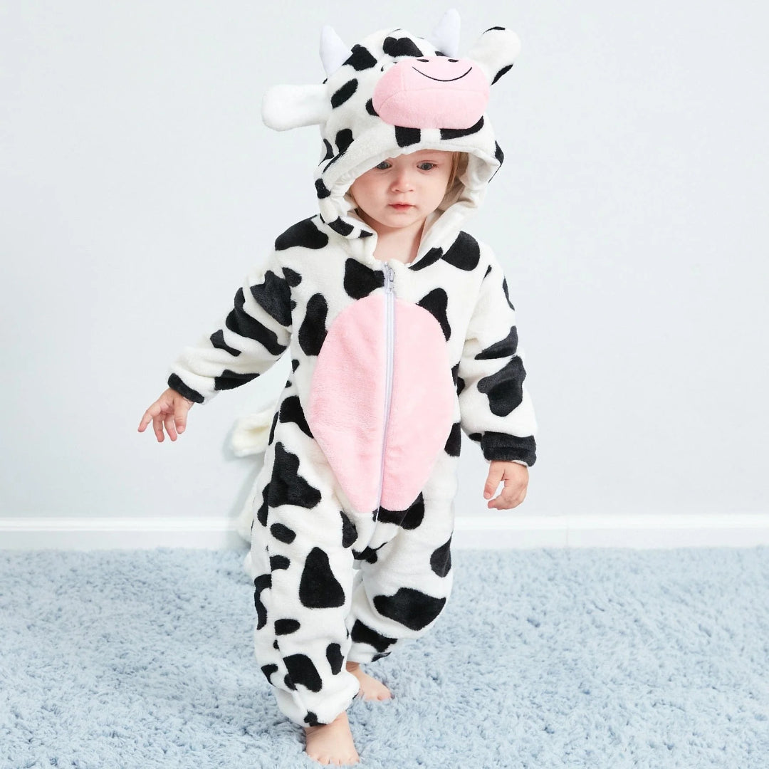 Cozy Cartoon Hooded Fleece Jumpsuit