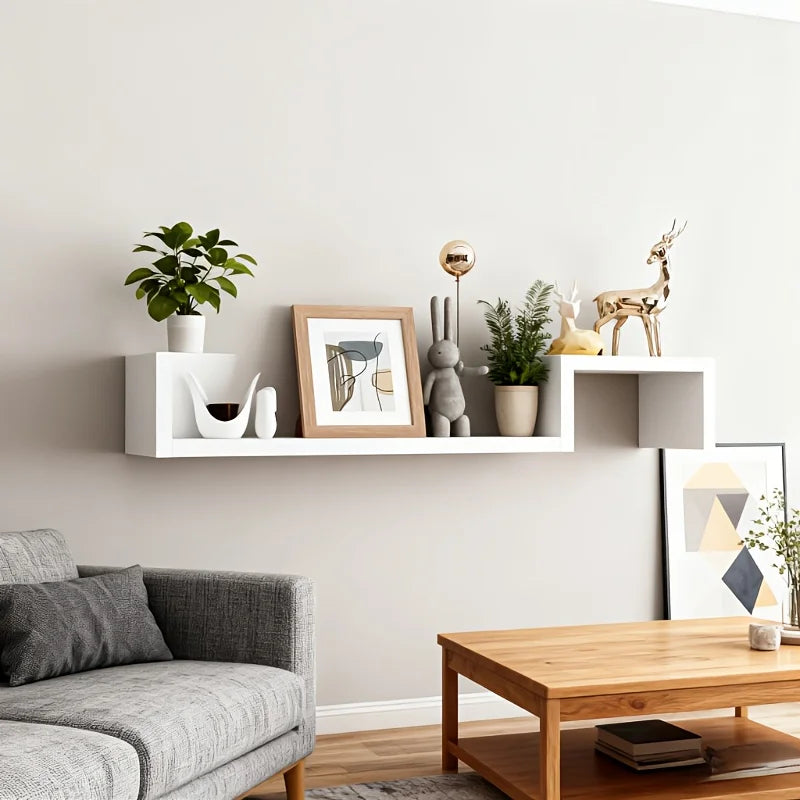 Wall Mounted Floating Shelves, Heavy-Duty Wall Storage and Display Rack Set, Thickened Board Hanging Shelves for Books
