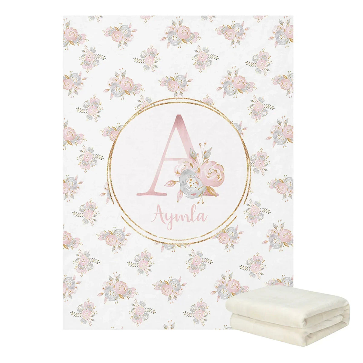Personalized Name Blush Gold Floral Bedding product detail