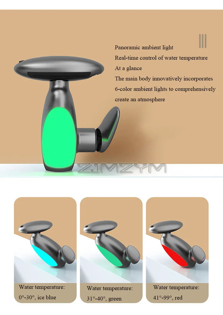 4Modes Outlet LED Basin Faucet 360° Rotatable Pulled Out Tap Temperature Sensitive Sink Faucets Drip-proof Hot Cold Switch Mixer