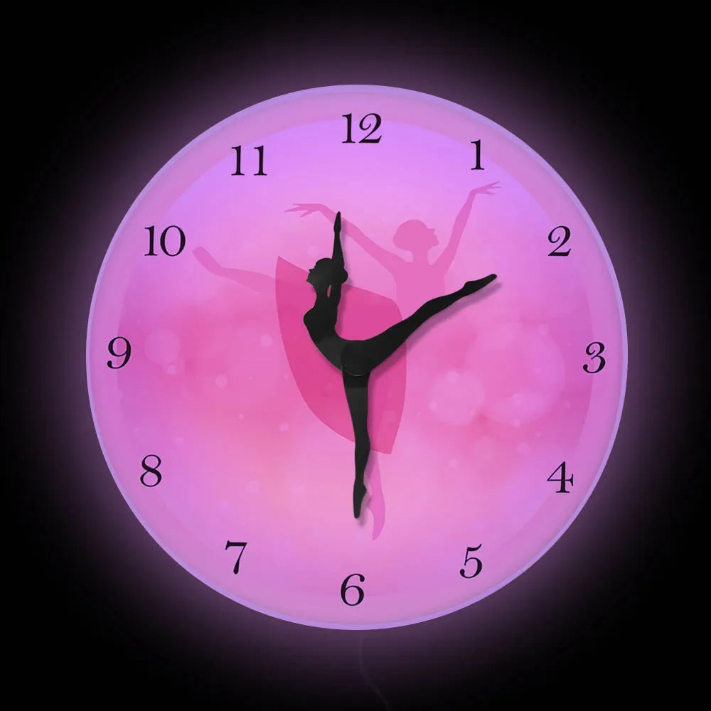 Girl Bedroom Decor Ballet Girl Princess Pink Wall Clock Baby Girl Dancing Wall Clock Ballerina Moving Leg Dancing Clock Watch