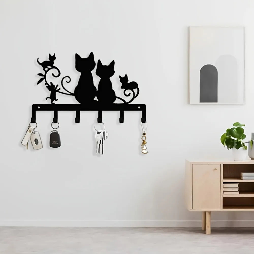 1pc Metal Black Cat Wall Art Aluminum Iron Painting Hanging Ornament Home Decor Kitchen Living Room