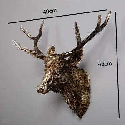Faux Deer Head 17 inch Faux Animal Head Wall Décor Handmade Farmhouse Décor Rustic Wall Decor Deer Antlers Head Statue Resin Art