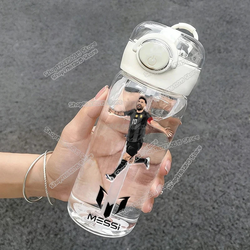 400ml CR7 Ronaldo Transparent Straw Bottle Football Star Outdoor Sport School Kid Water Cup Boy Girl Travel Fitness Drink Bottle