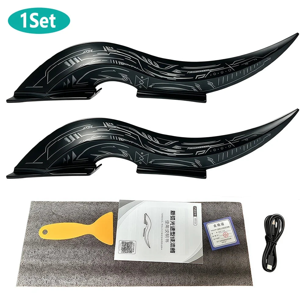 1Set 32 LED Light Modes Dragon Horn Car Roof Fins, Touch Dimmable Waterproof Auto Decoration, Universal Car Exterior Accessory