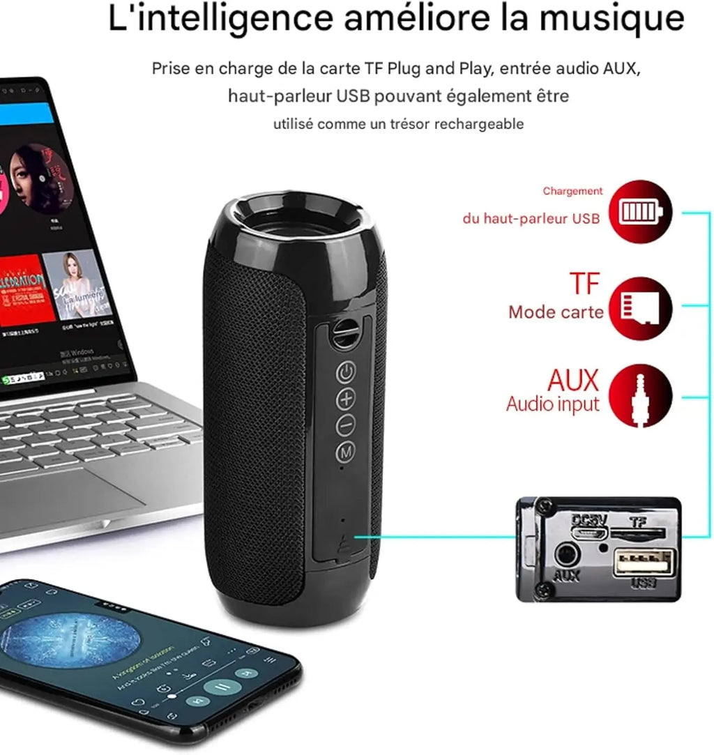 Portable Bluetooth Speaker Wireless , Ipx4 Waterproof Bluetooth 5.0 TWS MP3 Player Paring Aux & Tf-Card Input for Home  Outdoor