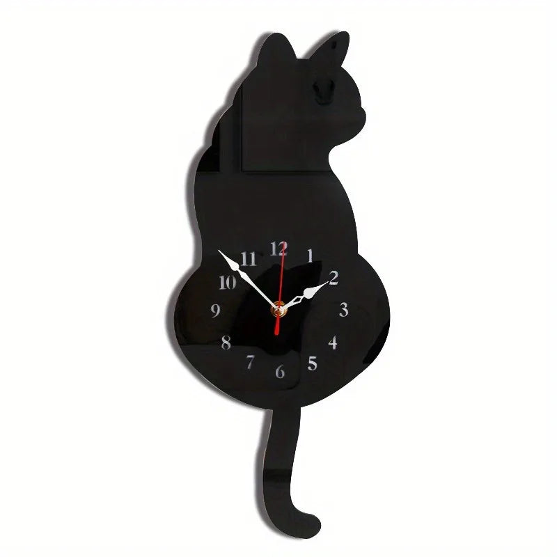 Black Cat Pendulum Wall Clock Moving product detail