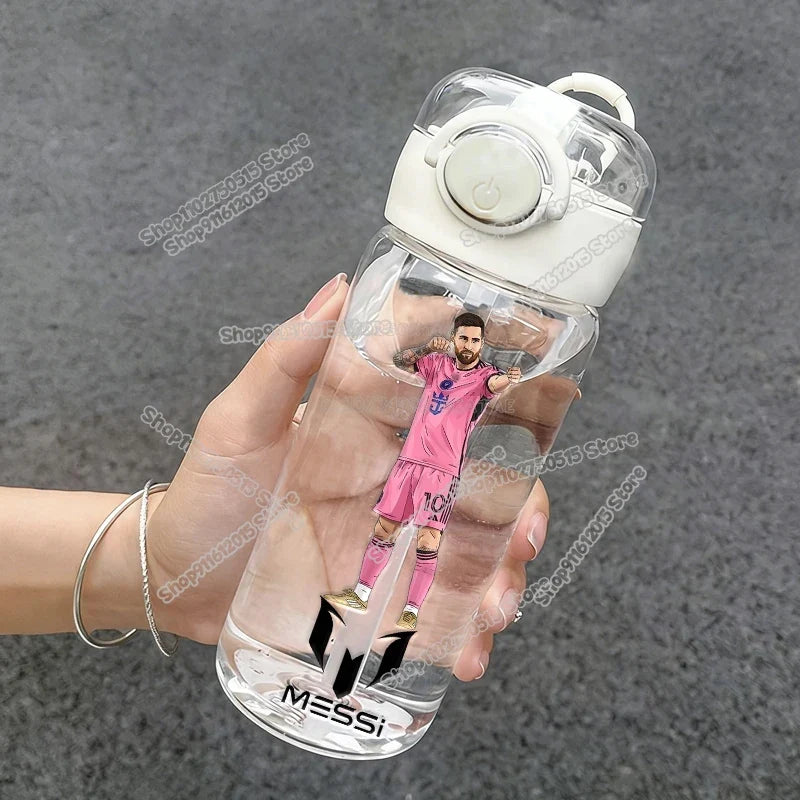 400ml CR7 Ronaldo Transparent Straw Bottle Football Star Outdoor Sport School Kid Water Cup Boy Girl Travel Fitness Drink Bottle