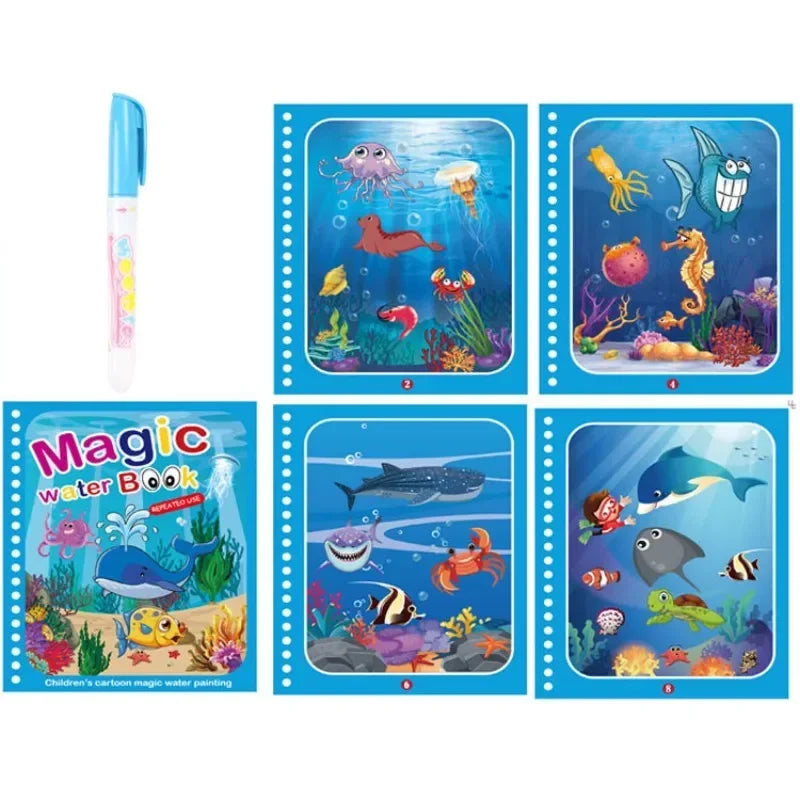 Magic Water Book with Pen Children Learning  Education Toy Baby Montessori Toys Drawing Coloring Books for Kids 2 To 4 Years Old