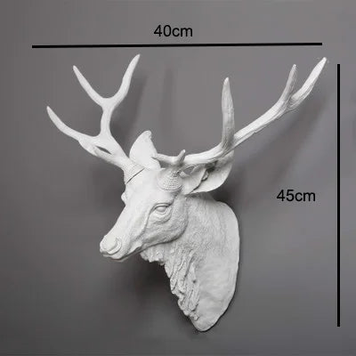 Faux Deer Head 17 inch Faux Animal Head Wall Décor Handmade Farmhouse Décor Rustic Wall Decor Deer Antlers Head Statue Resin Art