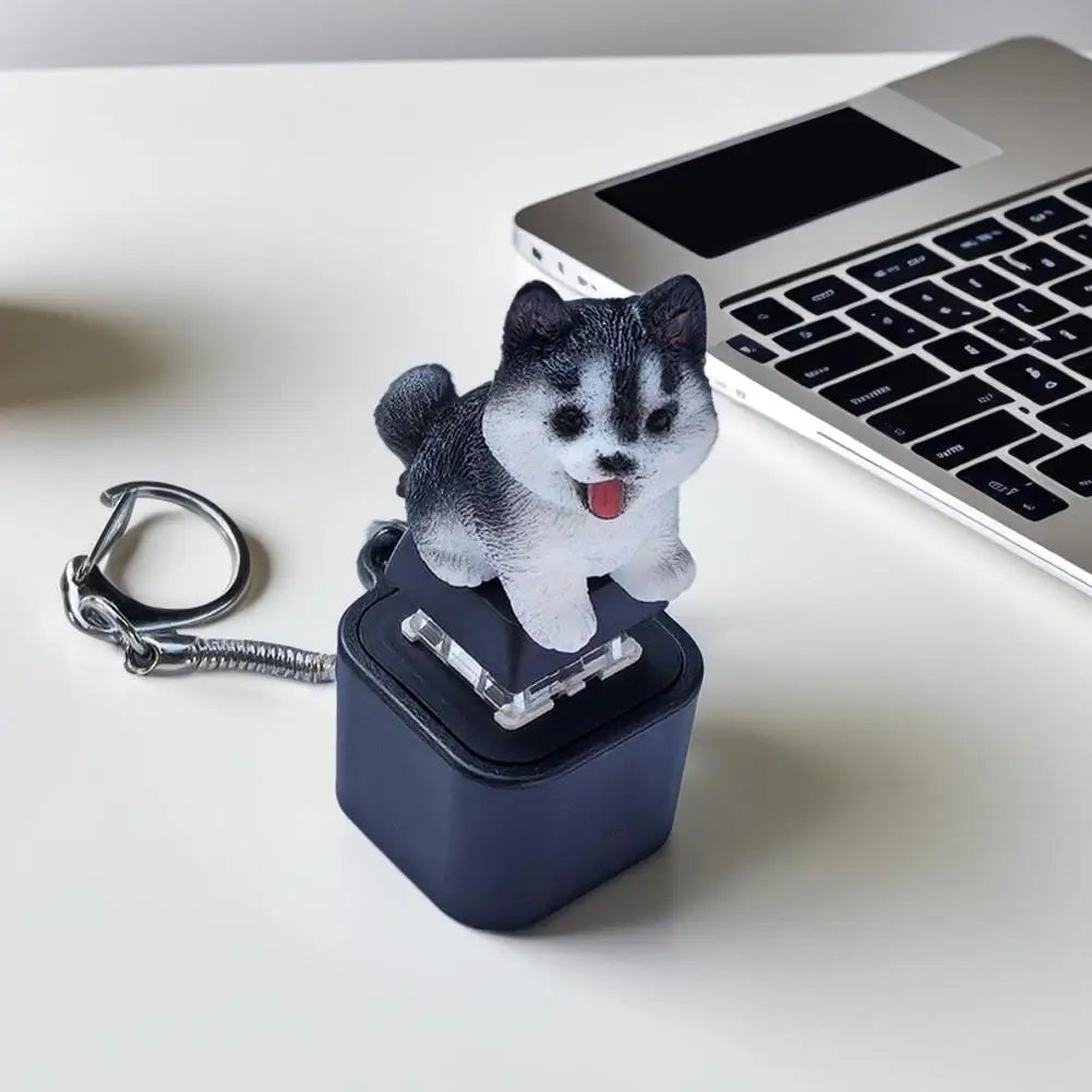 Funny Croaking Frog Keychain Rechargeable Frog/Pig/Dog Cat Keyboard Fidget Clicker Sound Keychain with LED for Stress Relief