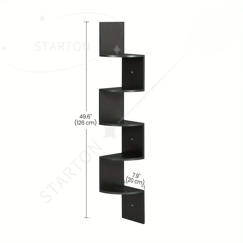 Space Saving Storage for Bedroom, Living Room, Bathroom, Home Office 5-Tier Corner Shelf, Wall Mounted Floating Shelves