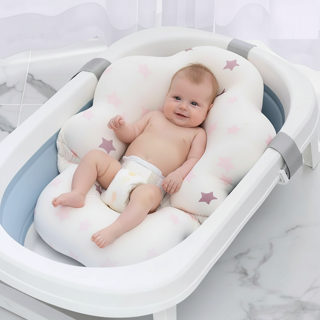 Baby Bathtub with Non-Slip Mat Cushion