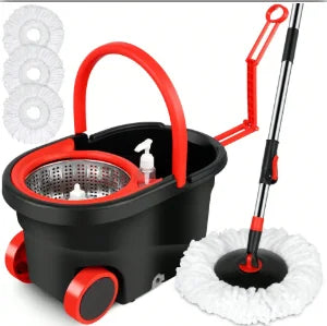 3 Models Spin Mop Bucket Set with Stainless Steel Basket, 61" Extendable Handle & 3 Microfiber Mop Heads, All Floor Cleaner