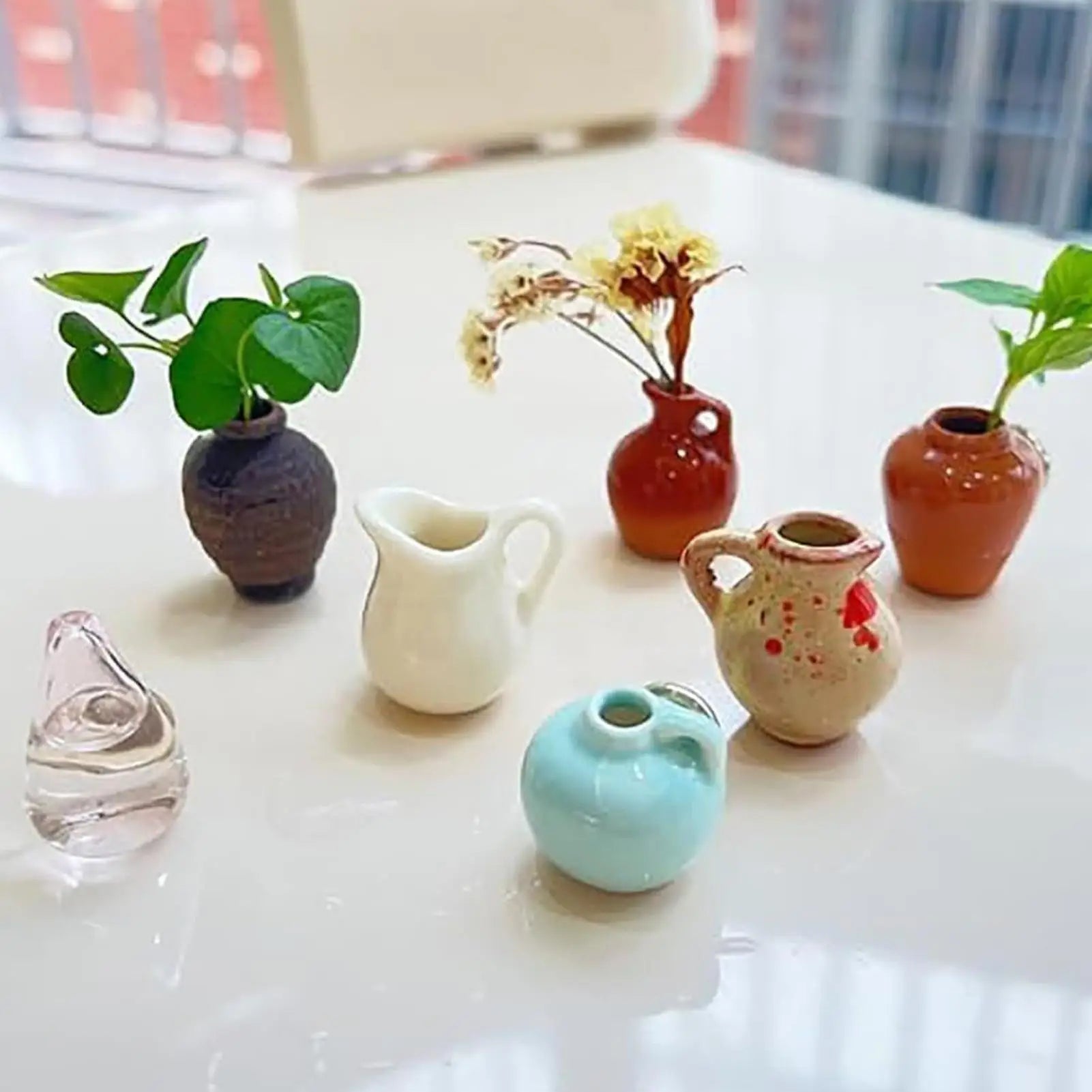 Fridge Vase Tiny Flower Vase Magnets for Fridge 8 Pieces Resin Funny Plant Pots Kitchen Decor for Refrigerator Home Decorations