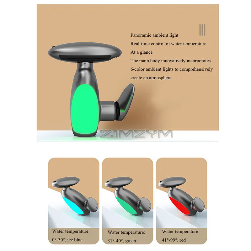4Modes Outlet LED Basin Faucet 360° Rotatable Pulled Out Tap Temperature Sensitive Sink Faucets Drip-proof Hot Cold Switch Mixer