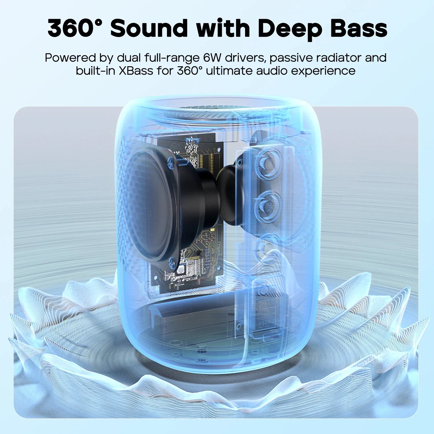 TRIBIT StormBox Mini+ Bluetooth Speaker, 12W 360° Sound With XBass, LEDs, 12 Hours playtimes, IPX7 Waterproof For Hiking Outdoor