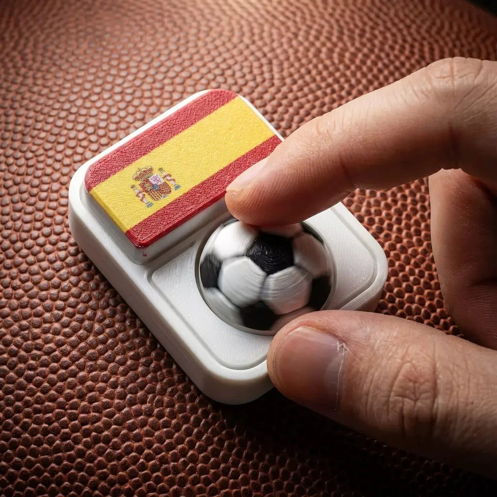 Spinning Soccer Clicker Keychain with Flag Pendant Stress Relief Fidget Toy for Fans Collectible Memorial Gift Boys Girls