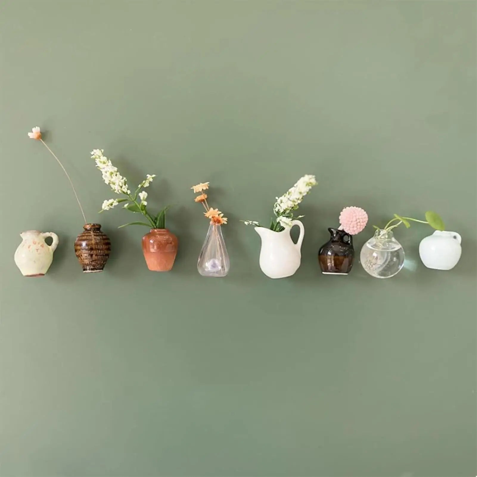 Fridge Vase Tiny Flower Vase Magnets for Fridge 8 Pieces Resin Funny Plant Pots Kitchen Decor for Refrigerator Home Decorations