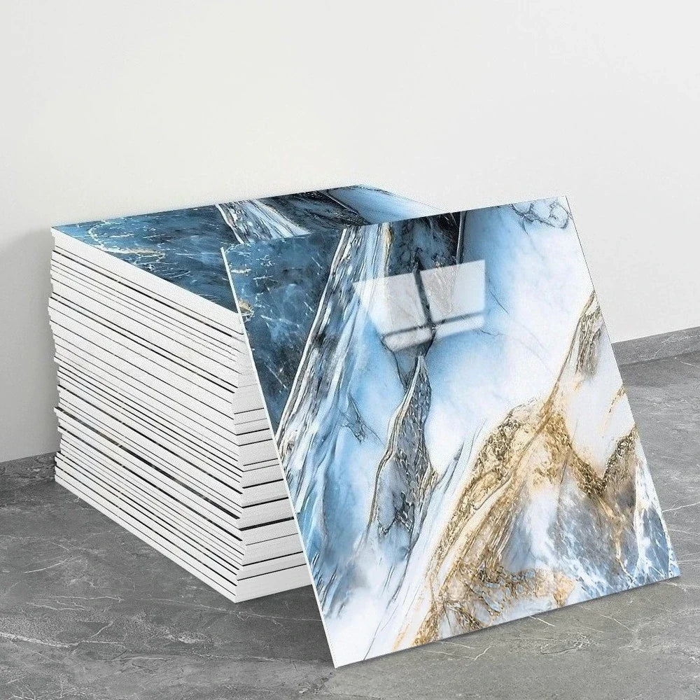 Waterproof Peel and Stick Marble Wall Tiles11.8x11.8 in Self Adhesive PVC Panels for Bathroom Kitchen and Living Room