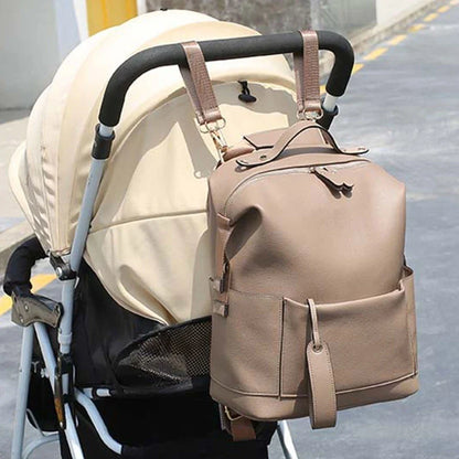 Chic Large Vegan Leather Diaper Bag with Changing Pad