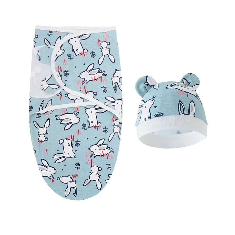 Organic Cotton Newborn Swaddle Set with Cap