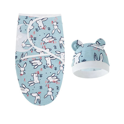 Organic Cotton Newborn Swaddle Set with Cap