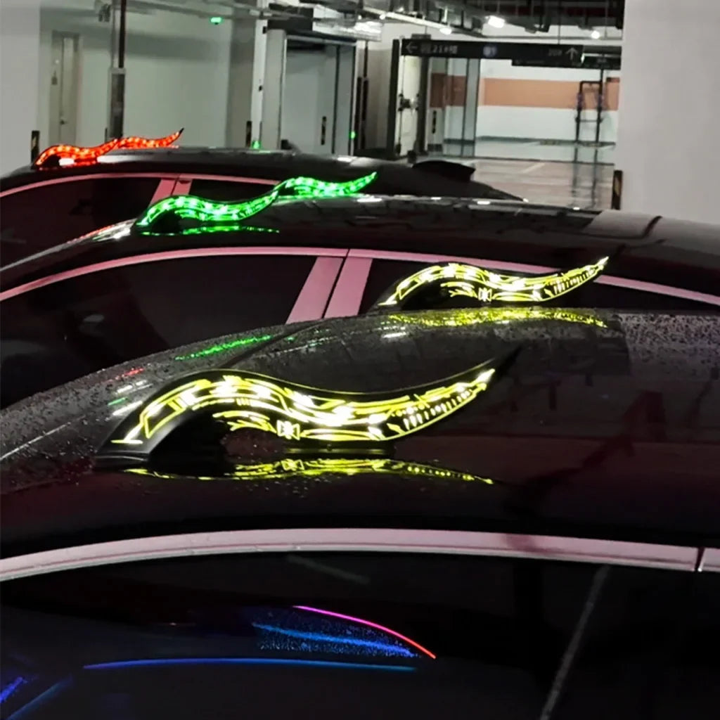 1Set 32 LED Light Modes Dragon Horn Car Roof Fins, Touch Dimmable Waterproof Auto Decoration, Universal Car Exterior Accessory