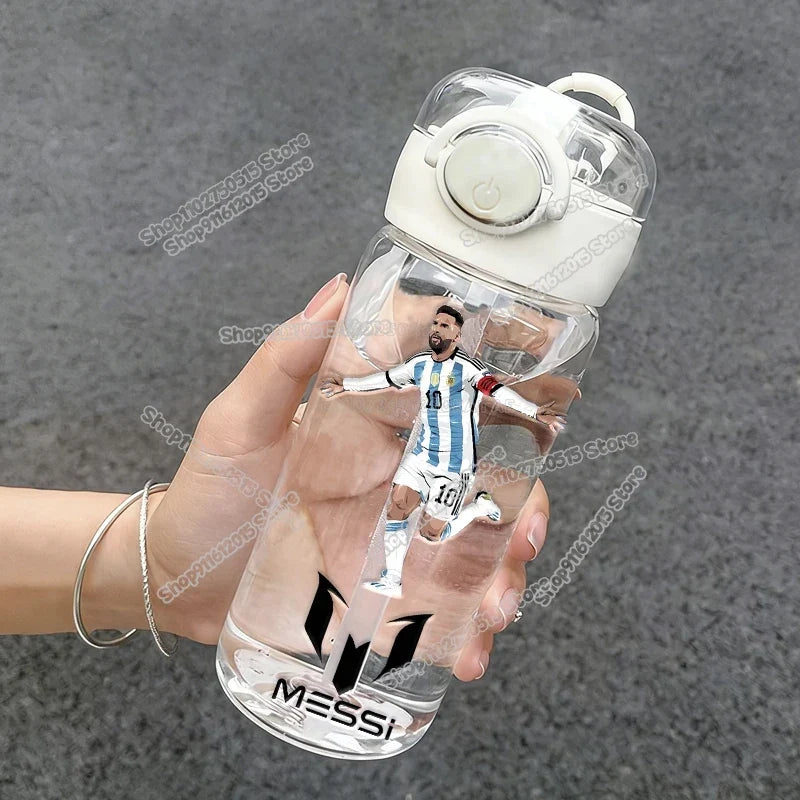 400ml CR7 Ronaldo Transparent Straw Bottle Football Star Outdoor Sport School Kid Water Cup Boy Girl Travel Fitness Drink Bottle