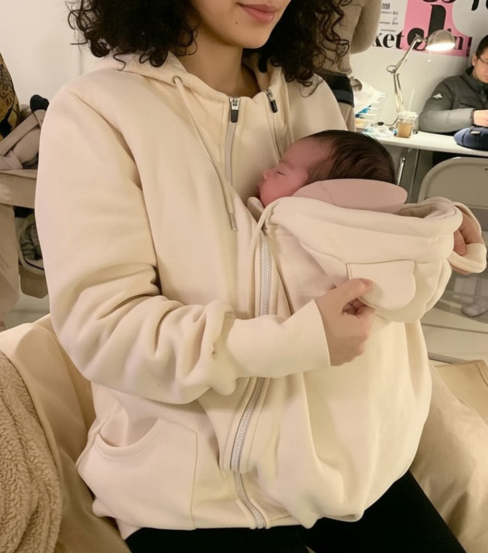 CuddleNest™ Cozy Babywearing Hoodie for Moms & Babies