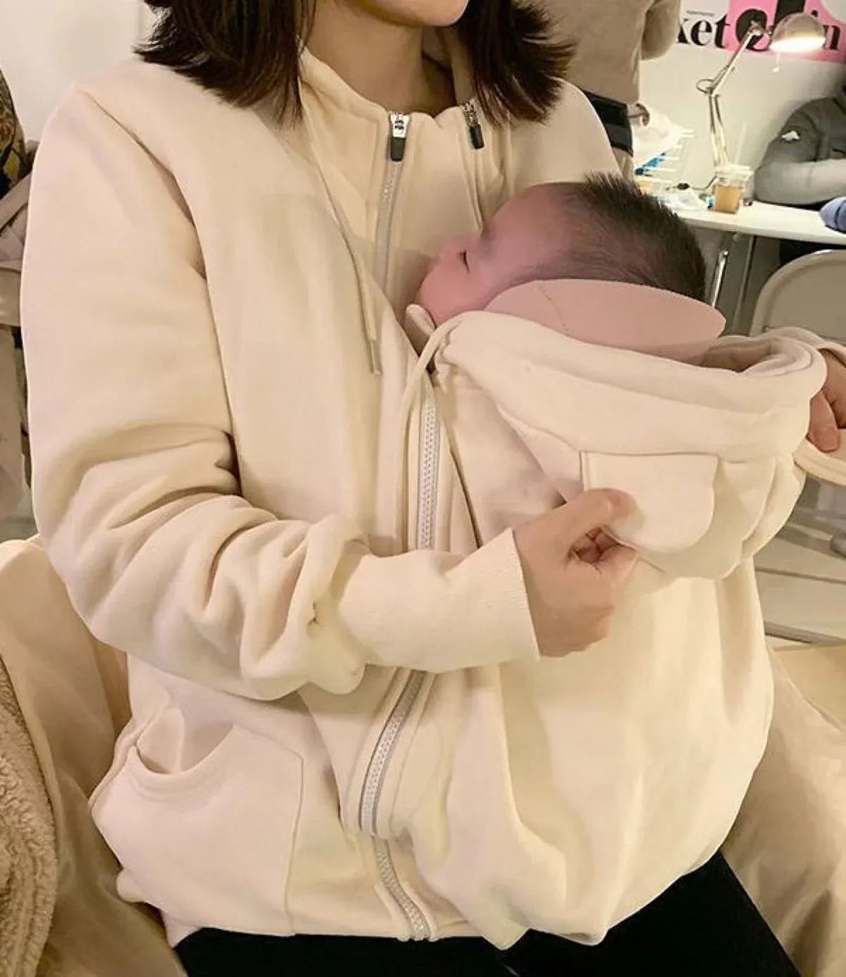 CuddleNest™ Cozy Babywearing Hoodie for Moms & Babies