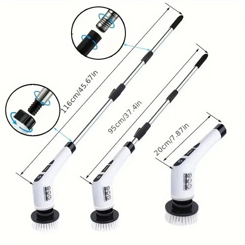 1 Set, Electric Cleaning Brush, Wireless Electric Rotating Scrubber, 7 Brush Heads and Adjustable Extension Handle, Bathroom Cleaning Brush, Household Cleaning Tools